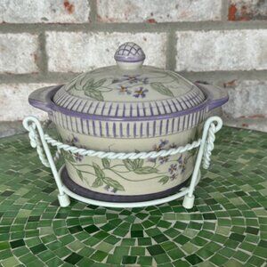 Temptations Ovenware By Tara Morning Glory 1 qt Trivet Wire Basket & Cover